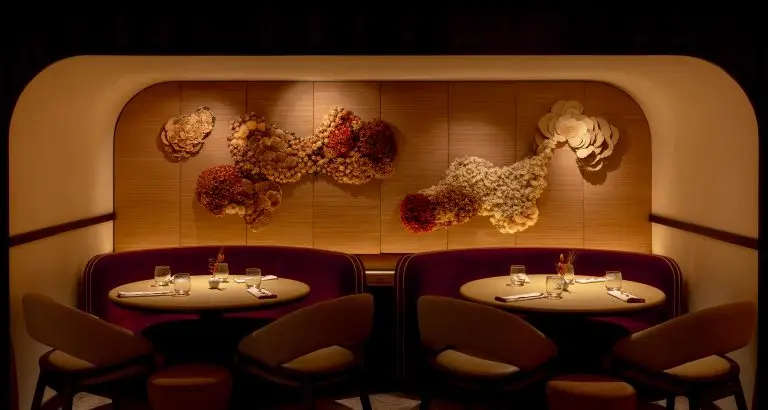 The dining room at Bonheur, Matt Abé's two-Michelin-star restaurant on London's Upper Brook Street, featured in Traveler Magazine's best new restaurants of 2026