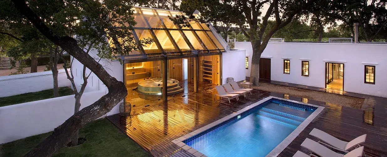 Farm-to-Table Luxury Hotels 2026: Inside Hospitality's Quiet Revolution 7 Babylonstoren Garden Spa pool and hammam Cape Winelands South Africa luxury hotel
