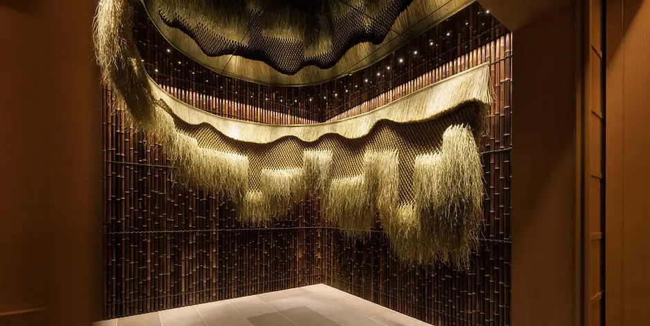 Capella Kyoto Review 2026: Inside Japan's Most Anticipated Luxury Opening 5 Bamboo and straw art installation at Capella Kyoto entrance hallway