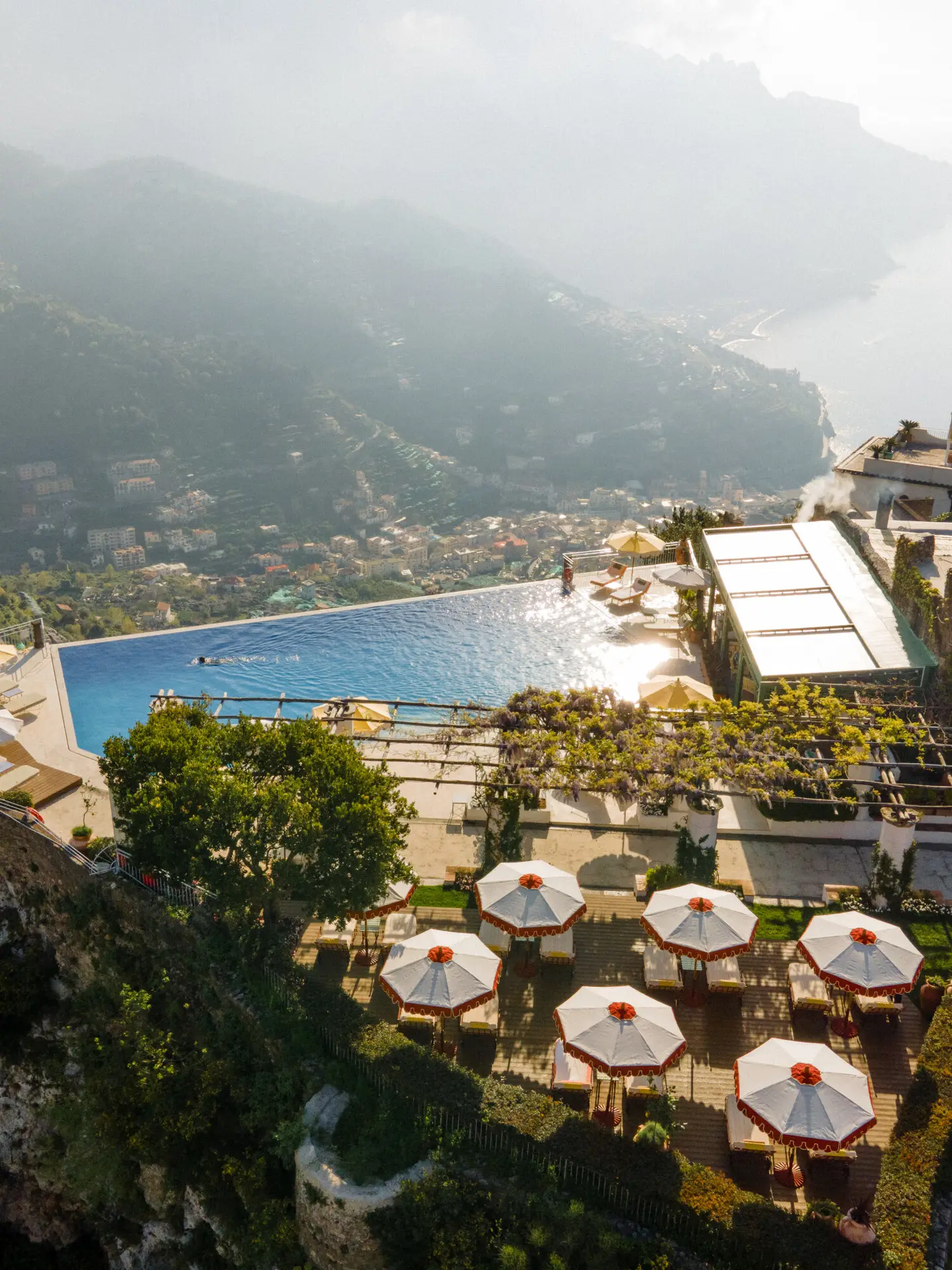 All Aboard The Orient Express's First-Ever Route To The Amalfi Coast 1 Caruso Belmond Hotel — the final stop on Belmond's Paris to Amalfi Coast route — perched 1,000 feet above Ravello.