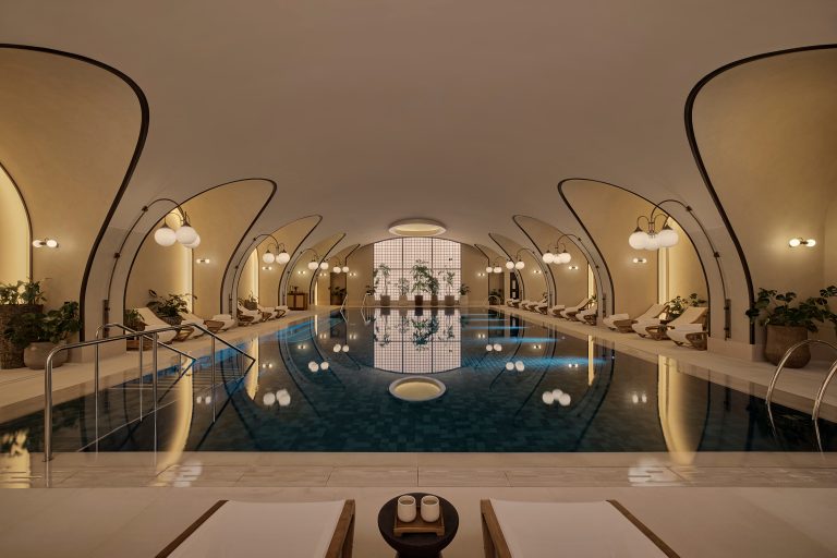 Best new hotels Europe 2026: Six Senses London spa pool with vaulted ceilings, the largest hotel spa in central London opened March 2026